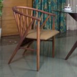 Uchiwa Solid Wood Arm Cum Dining Chair In Teak Finish