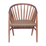 Uchiwa Solid Wood Arm Cum Dining Chair In Teak Finish - Image 2